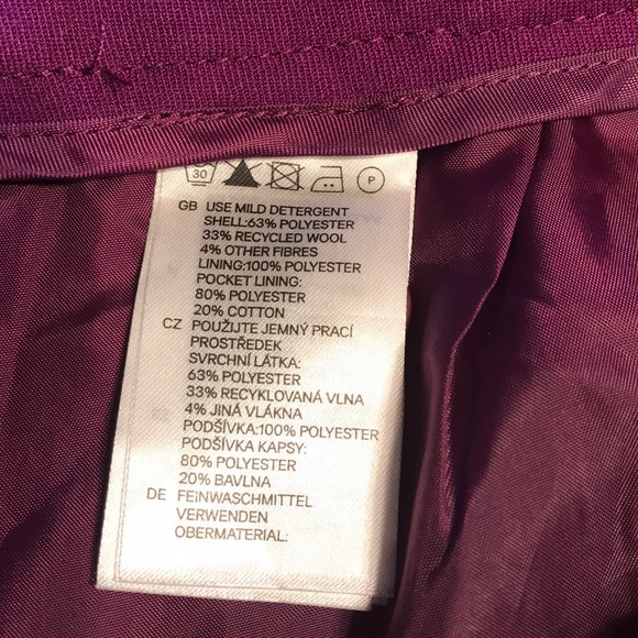 H&M  Purple Herringbone Wool Blend Lined shorts - Picture 7 of 8